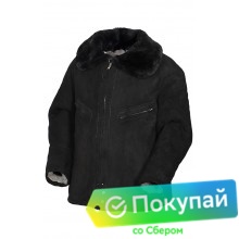 Куртка летная нагольная из натуральной овчины, черная