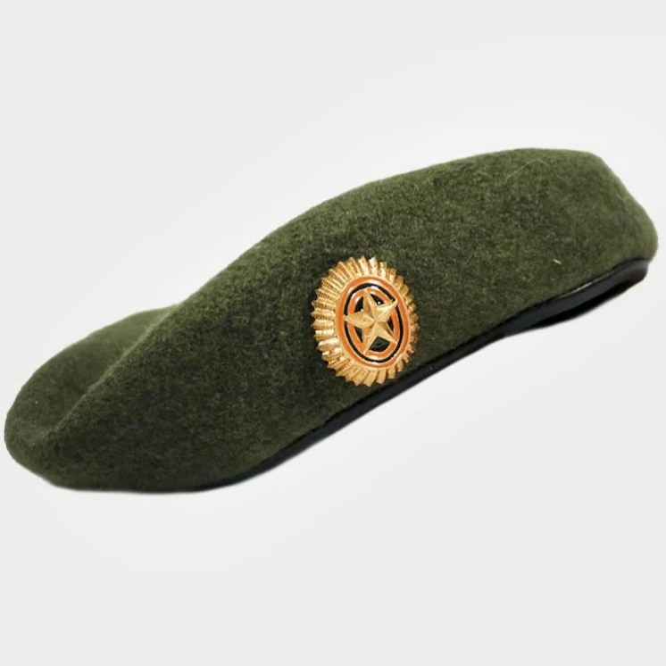 Берет бесшовный ВС РФ с кокардой, оливковый, шерстяной